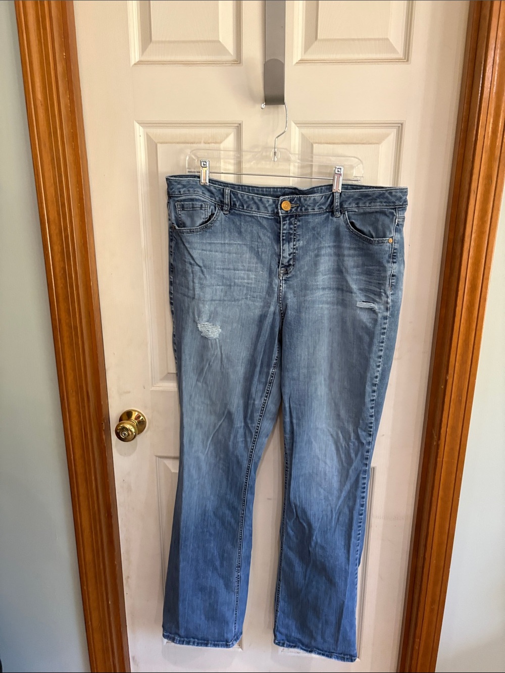 Lane Bryant Light Blue Boot-Cut Jeans with Subtle Distress